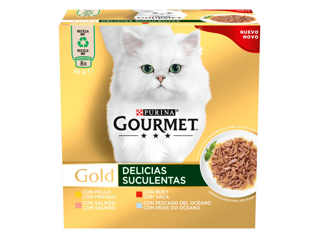 COMIDA H&Uacute;MIDA PARA GATO GOURMET GOLD DEL&Iacute;CIAS SUCULENTAS MULTIPACK 8X85G image number 0