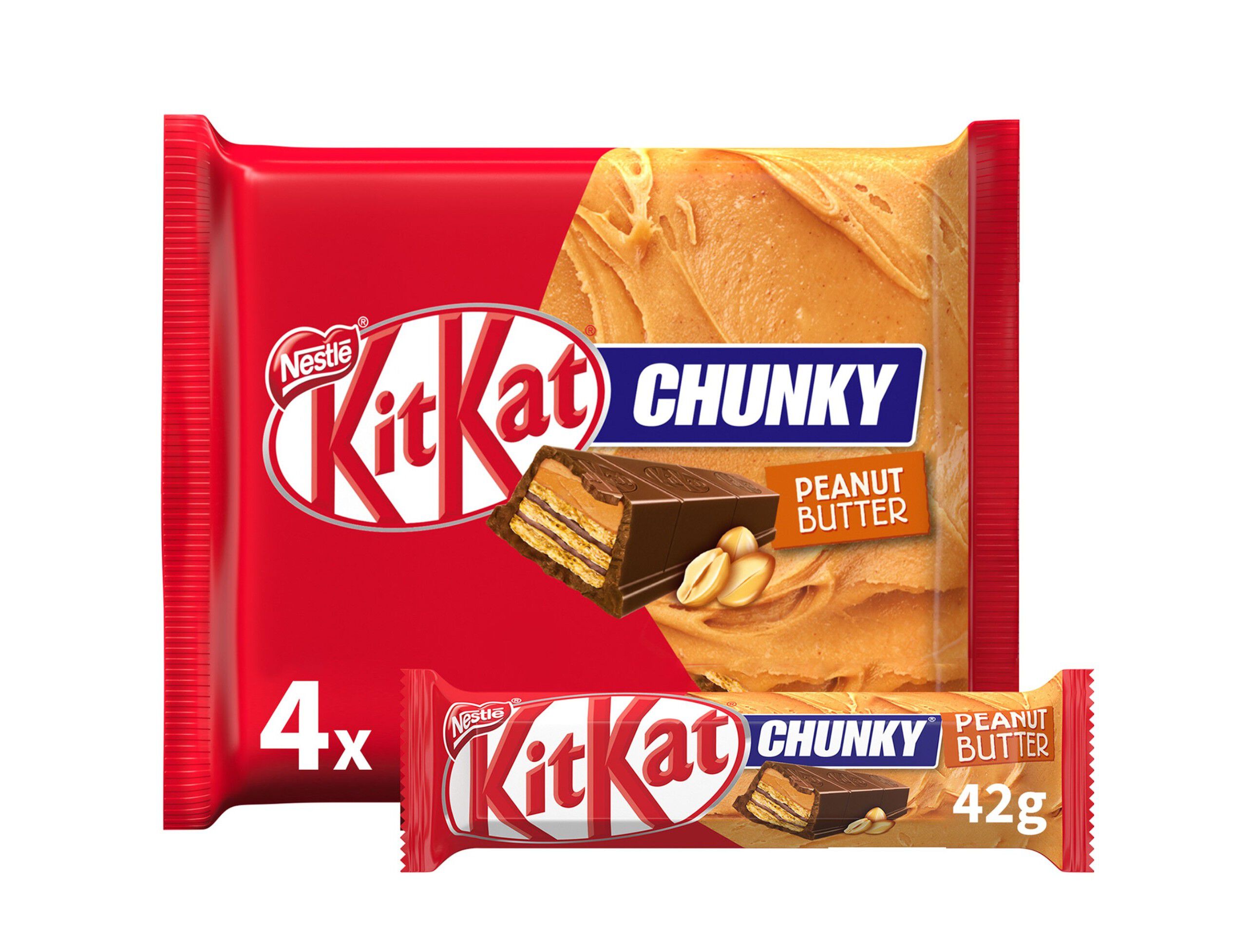 SNACK DE CHOCOLATE KITKAT CHUNKY MANTEIGA AMENDOIM 4X42G