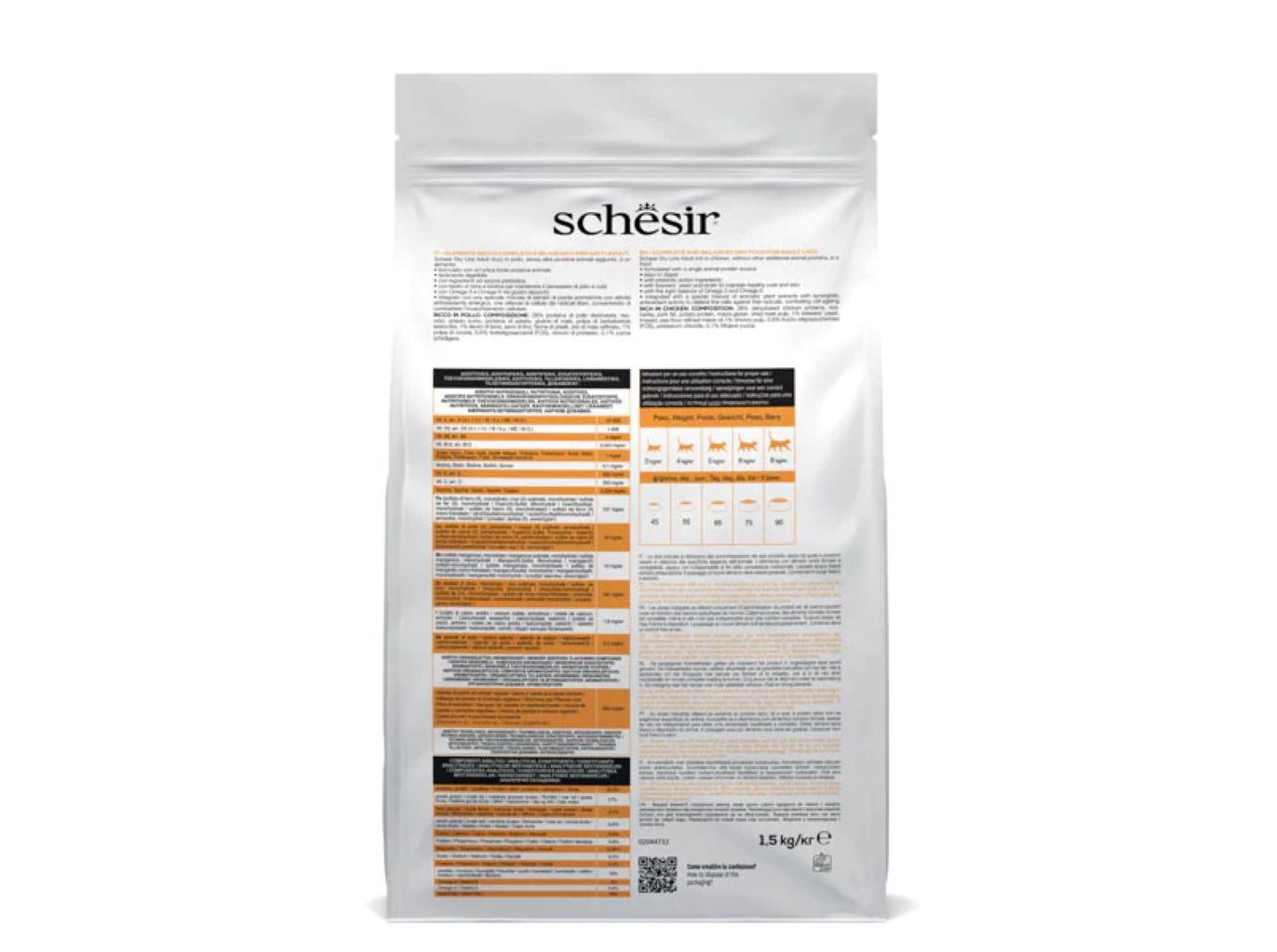 RA&Ccedil;&Atilde;O PARA GATO SCHESIR ADULTO FRANGO 1.5KG image number 1