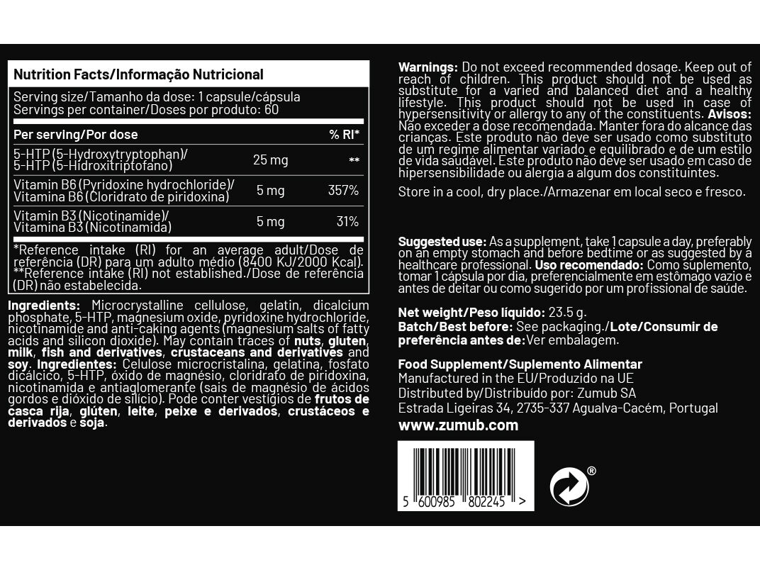 SUPLEMENTO ZUMUB 5-HTP SONO 60 CAPS image number 1