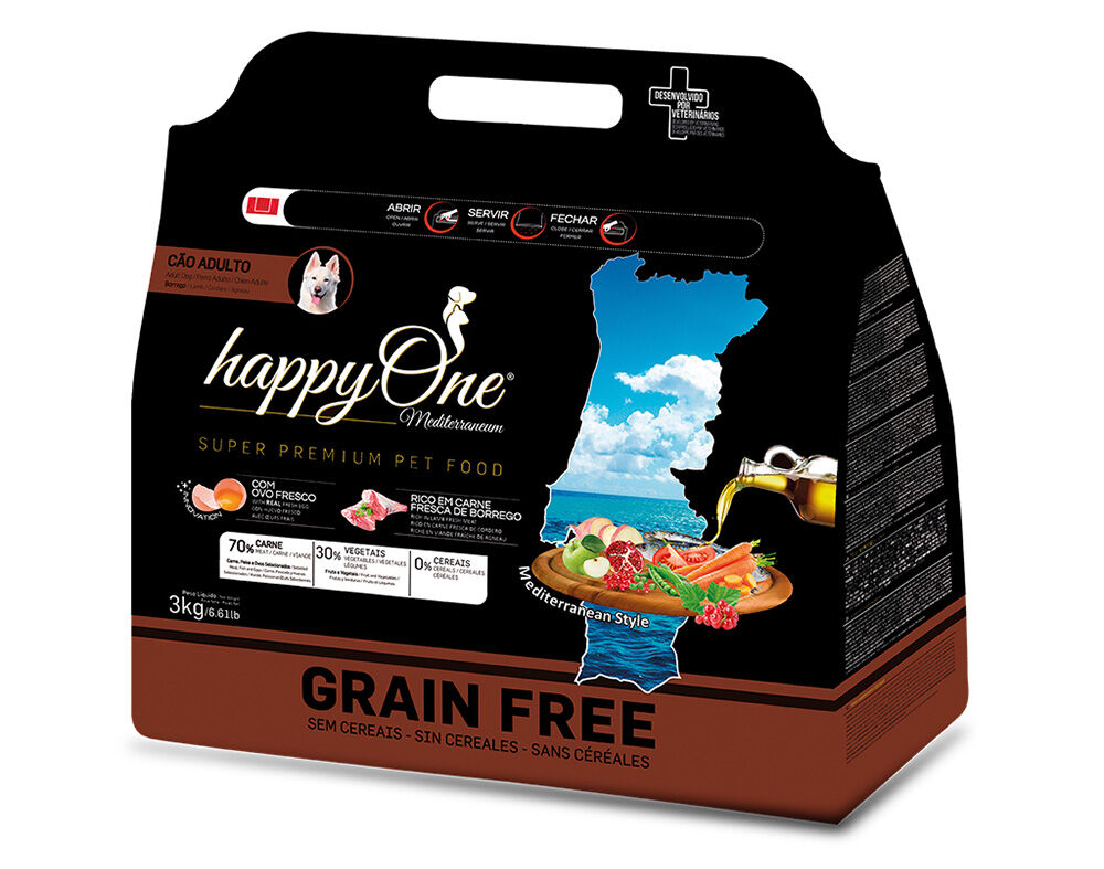 RA&Ccedil;&Atilde;O HAPPYONE MEDITERRANEUM C&Atilde;O BORREGO 3KG image number 0