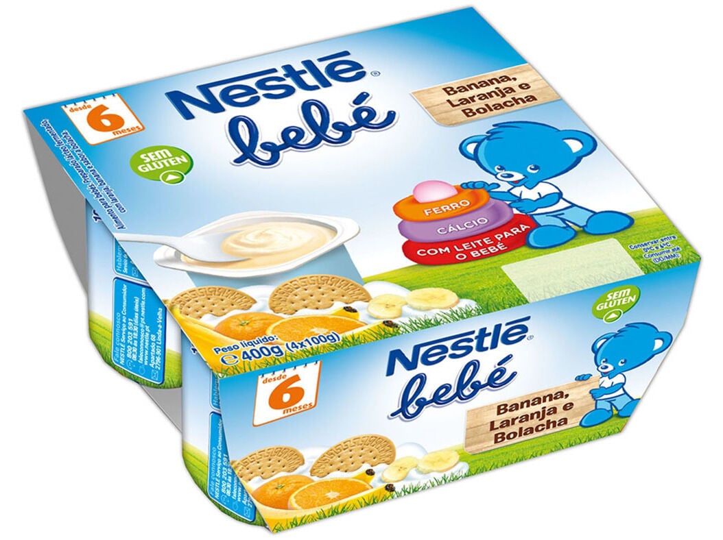 INFANTIL NESTL&Eacute; BEB&Eacute; BANANA LARANJA E BOLACHA 4X100G