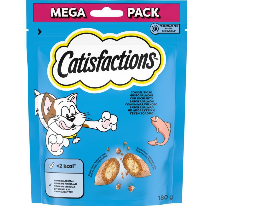 SNACKS PARA GATO CATISFACTIONS MAXI PACK COM SALM&Atilde;O 180G