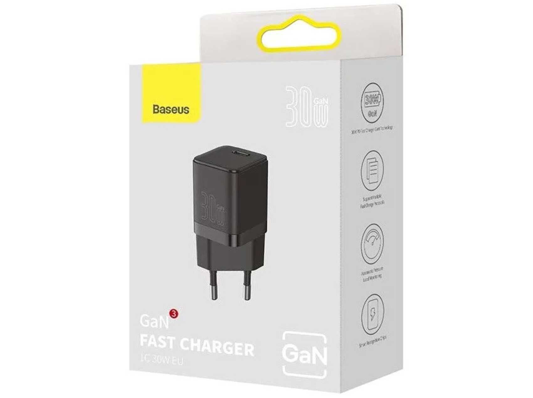CARREGADOR BASEUS PRETO 30W GAN3 1C image number 3