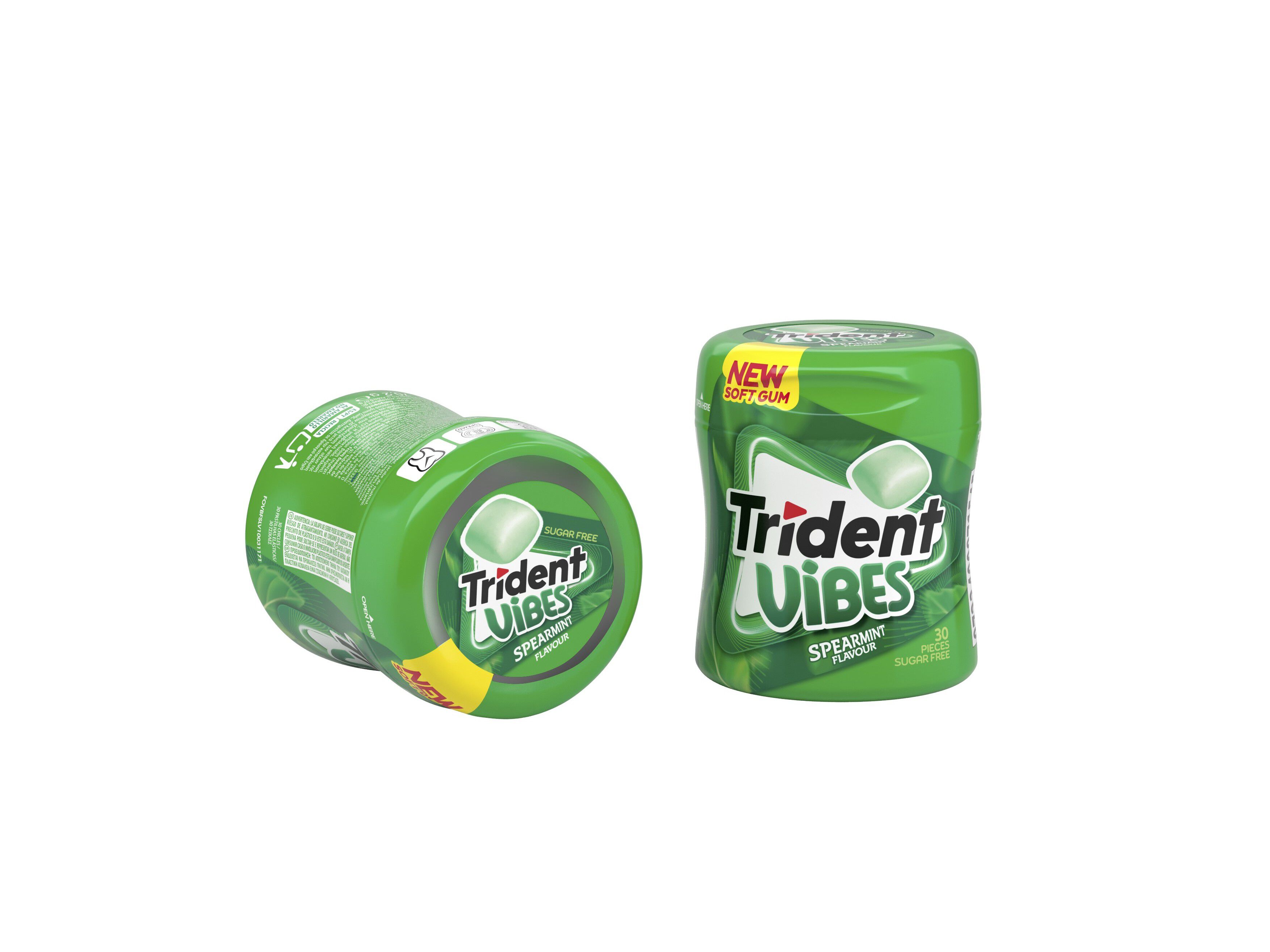 PASTILHAS SEM A&Ccedil;UCAR TRIDENT VIBES BOTTLE SPEARMINT 70.2GR image number 0