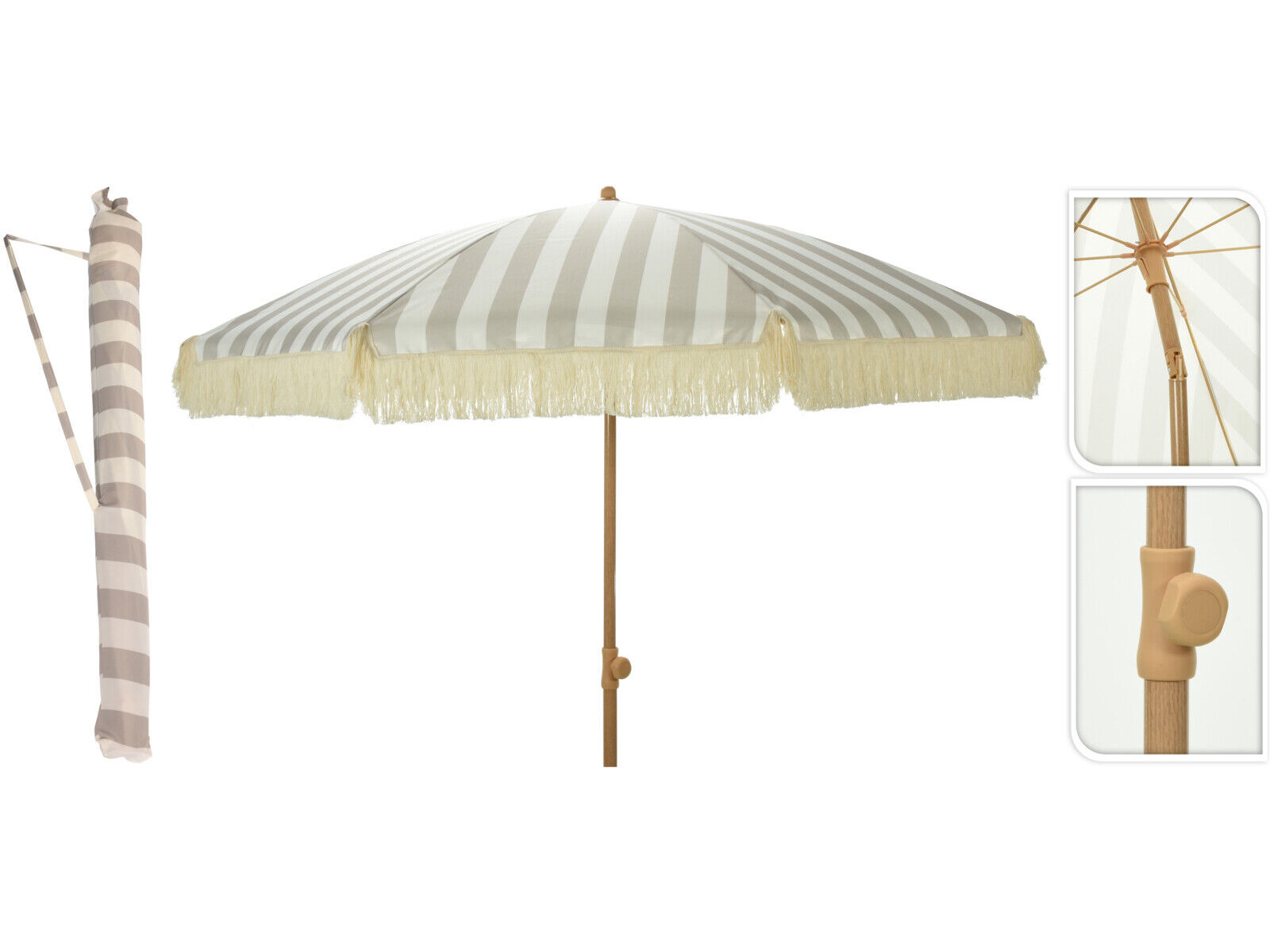 GUARDA SOL AMBIANCE RISCAS TAUPE &Oslash;183CM