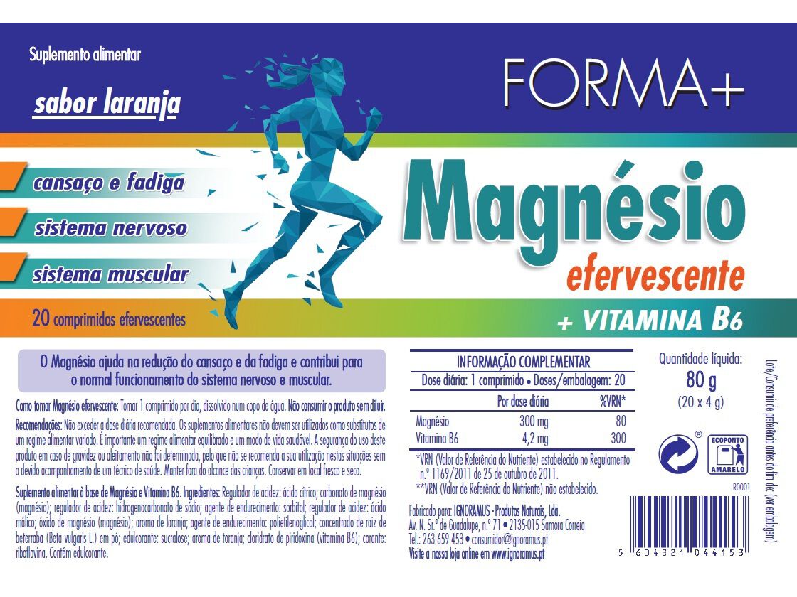 MAGN&Eacute;SIO + VIT.B6 EFERV FORMA+ 20 COMPRIMIDOS image number 1