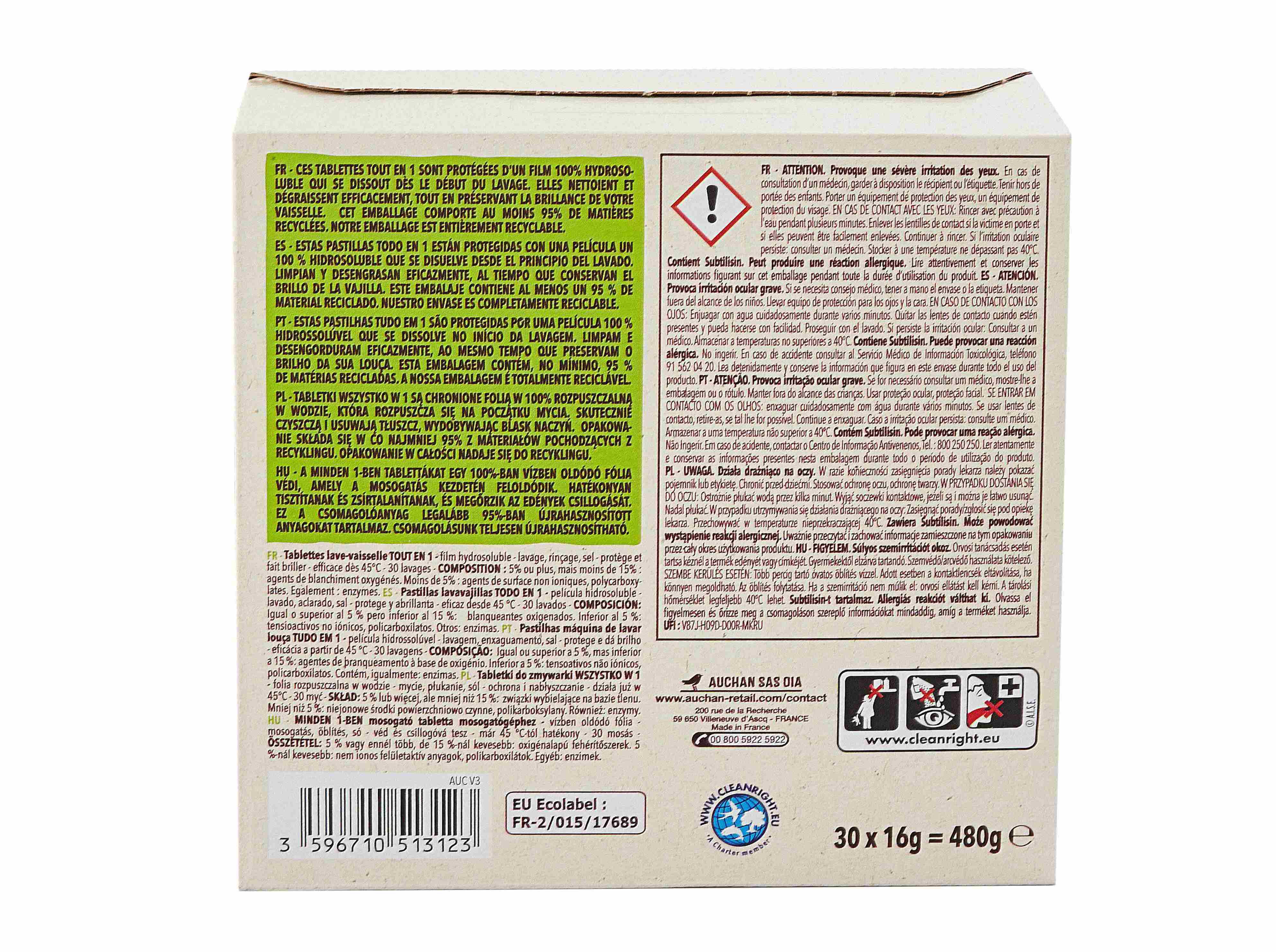 DETERGENTE M&Aacute;QUINA LOI&Ccedil;A AUCHAN BETTER LIFE PASTILHAS TUDO EM 1 30UN image number 2