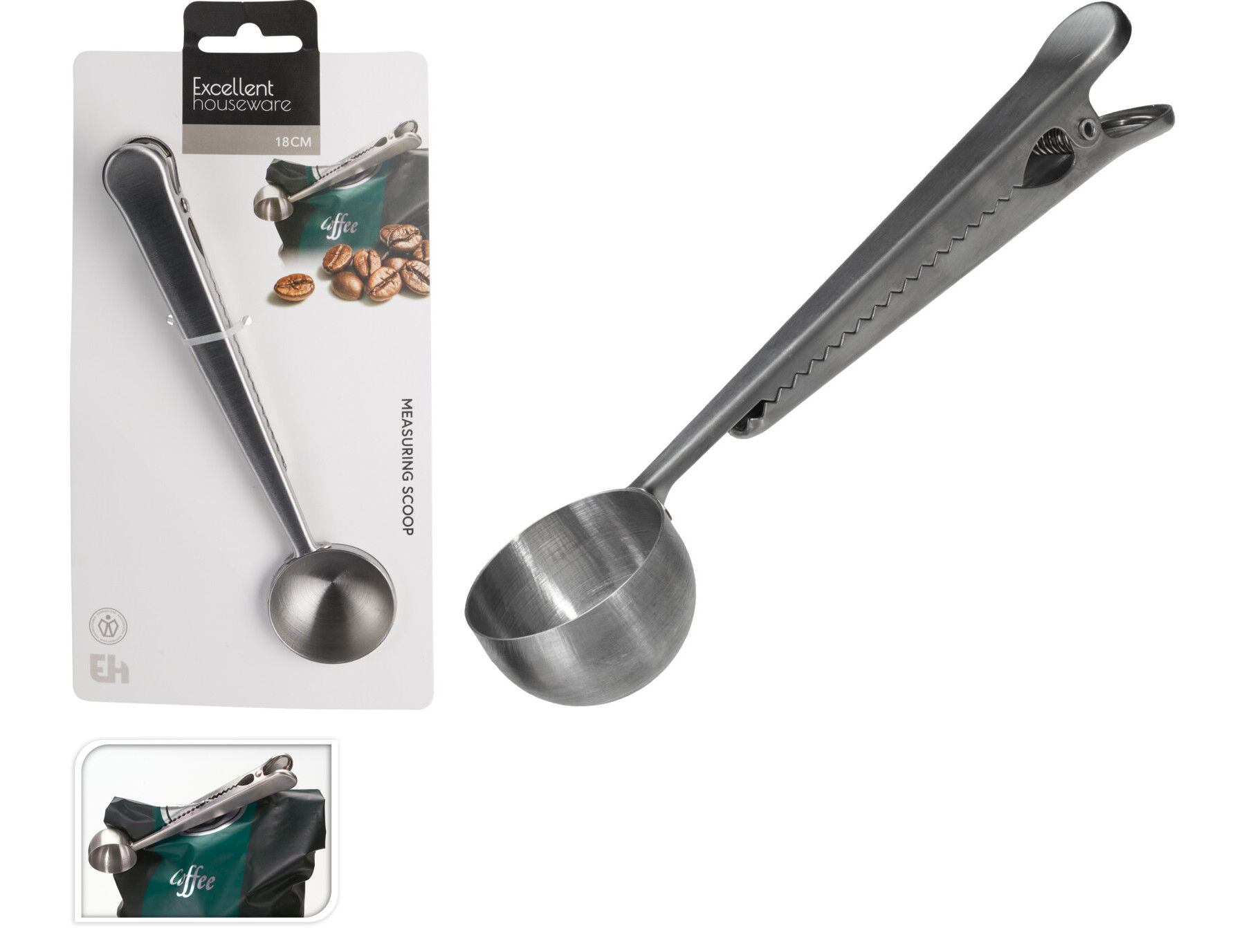 COLHER PARA GR&Atilde;OS DE CAF&Eacute; CLIPE 18X4X2.5CM image number 1