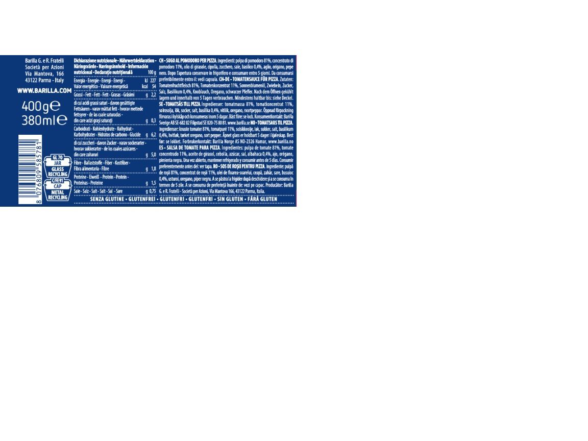 MOLHO BARILLA PIZZA 400G image number 1