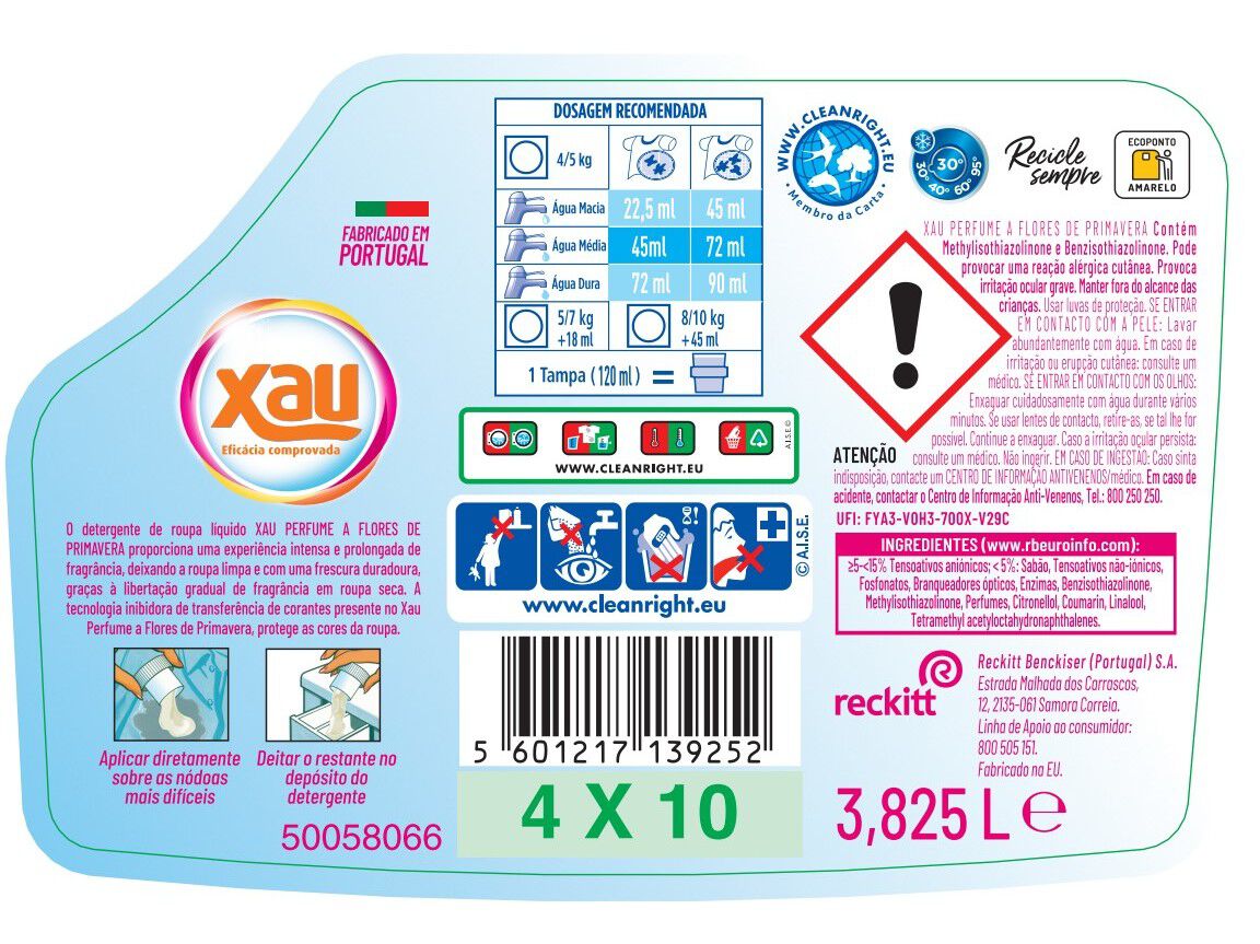 DETERGENTE ROUPA M&Aacute;QUINA L&Iacute;QUIDO XAU PERFUME FLORES DE PRIMAVERA 85DOSES image number 1