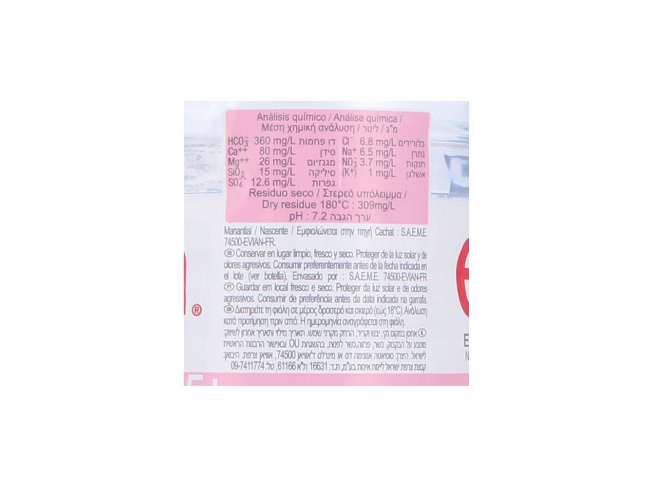 &Aacute;GUA MINERAL NATURAL EVIAN VIDRO 0.75L image number 1