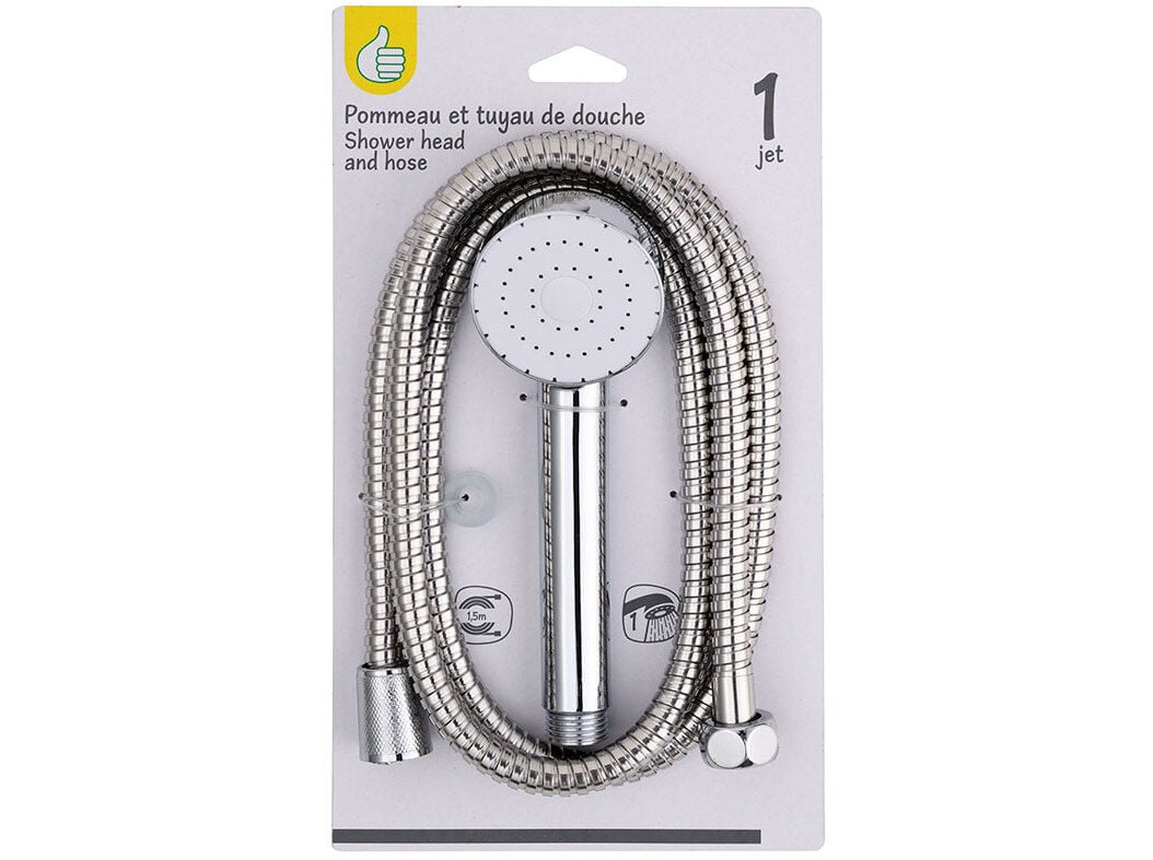 CONJUNTO CHUVEIRO POLEGAR INOX 1.5M