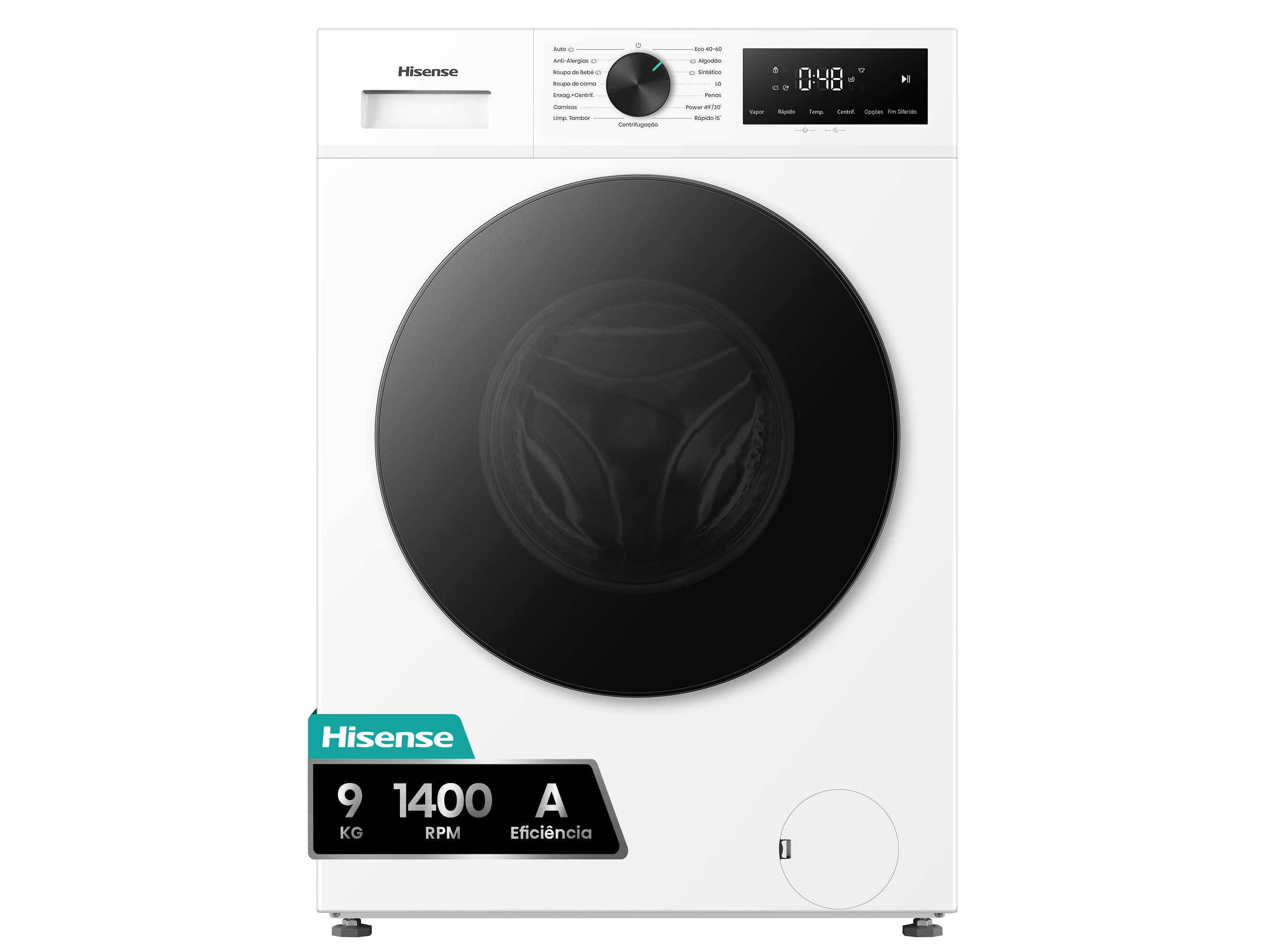 M&Aacute;QUINA DE LAVAR ROUPA HISENSE WF1I9042BWP2 BRANCO A 9KG 1400RPM