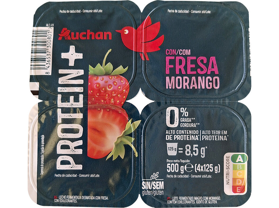 IOGURTE MAGRO PROTEINA AUCHAN MORANGO 4X125G image number 0