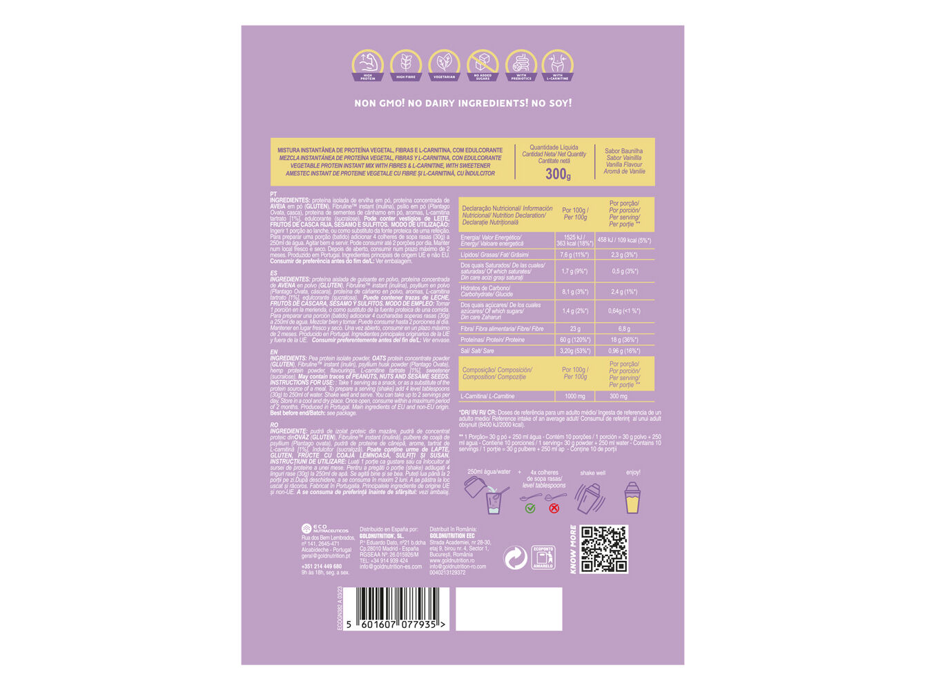 BATIDO GOLDNUTRITION BAUNILHA 300G image number 1