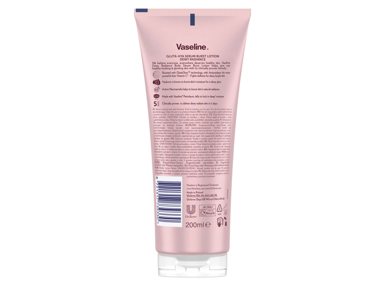 LO&Ccedil;&Atilde;O VASELINE GLUTA-HYA DEWY RADIANCE 200ML image number 1