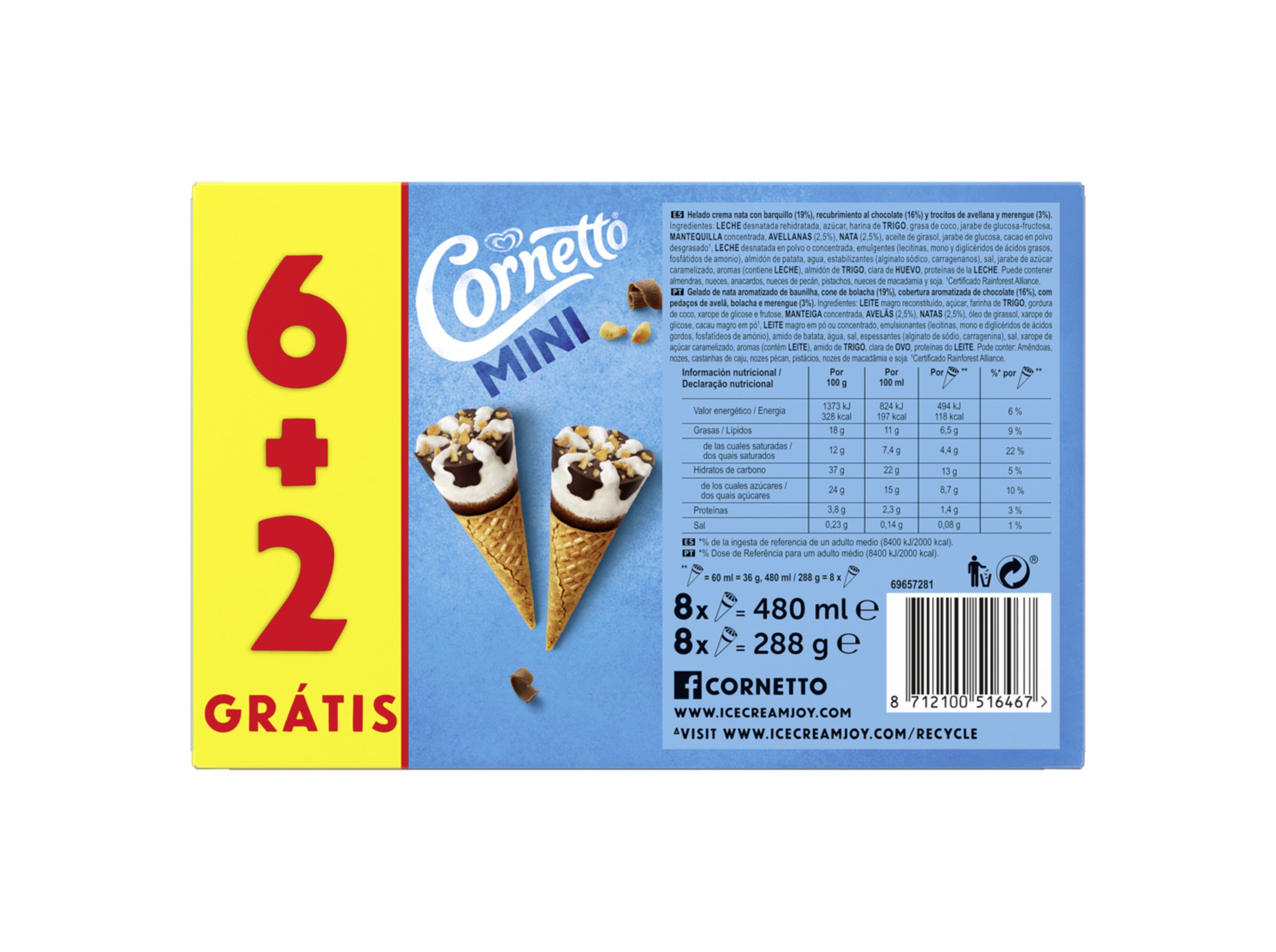 GELADO CORNETTO MULTIPACK MINI CL&Aacute;SSICO 8X60ML image number 2