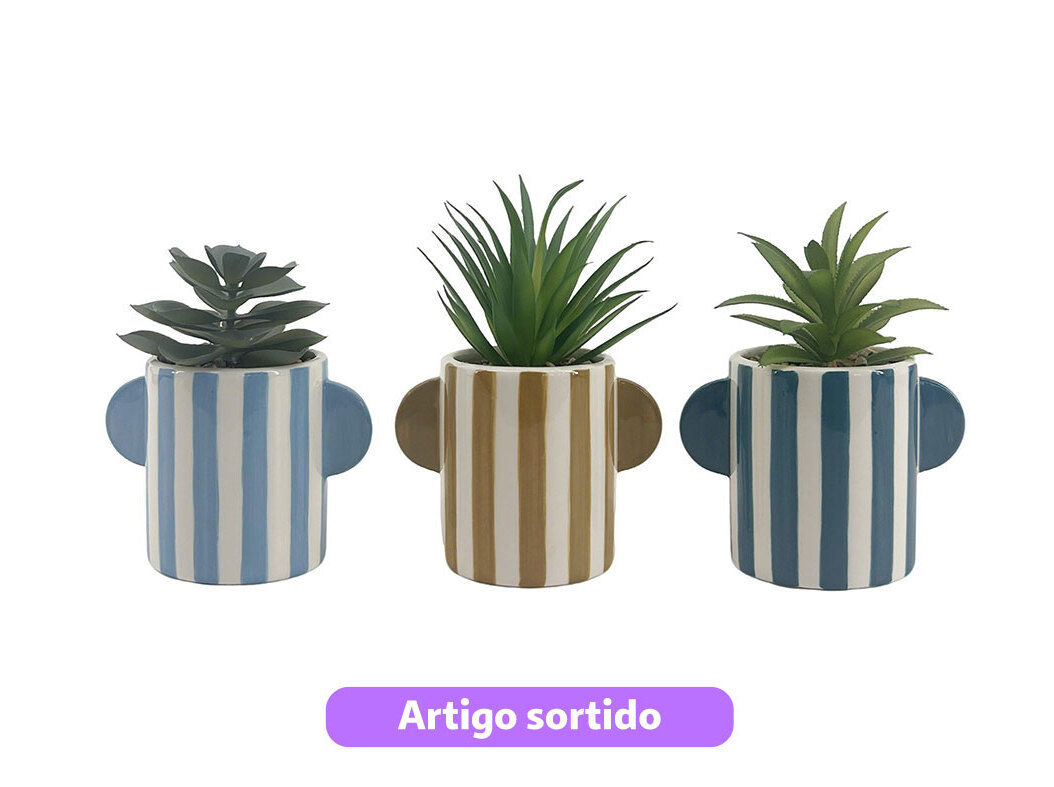 SUCULENTA ARTIFICIAL ACTUEL COM VASO DE CER&Acirc;MICA 14.5CM/18CM/15.5CM MODELOS SORTIDOS image number 0