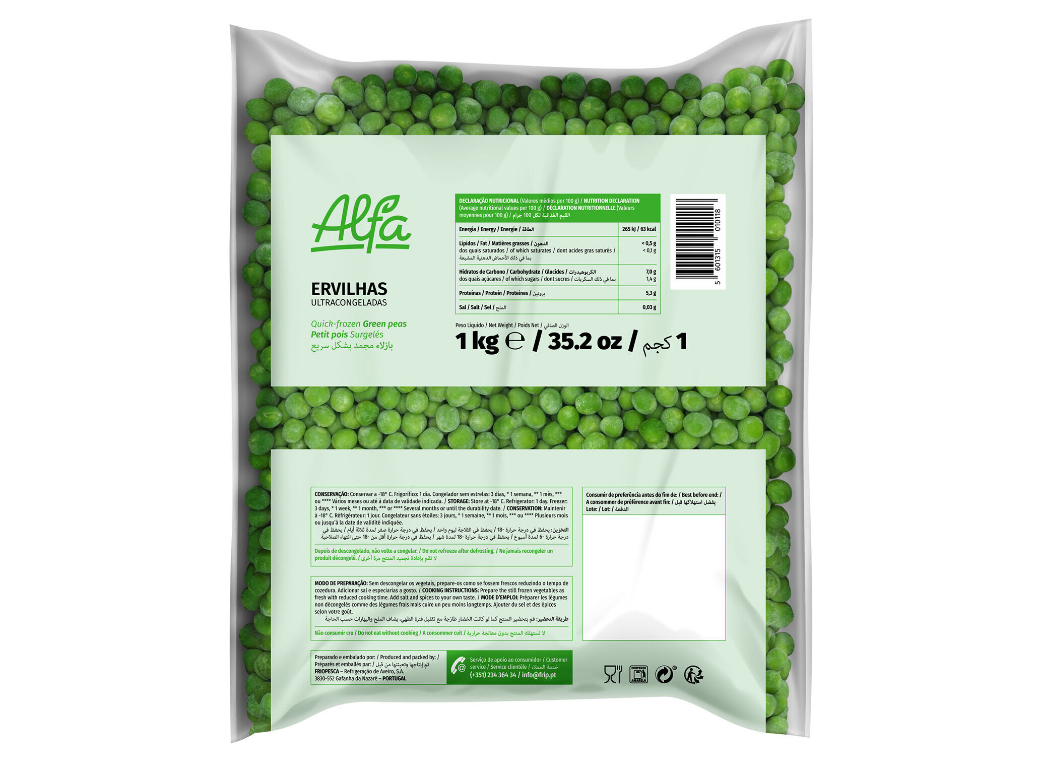 ERVILHAS ALFA ULTRACONGELADAS 1KG image number 1