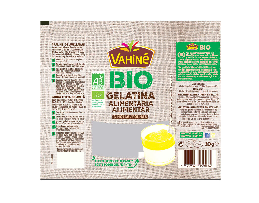 GELATINA VAHIN&Eacute; BIO 10G image number 1