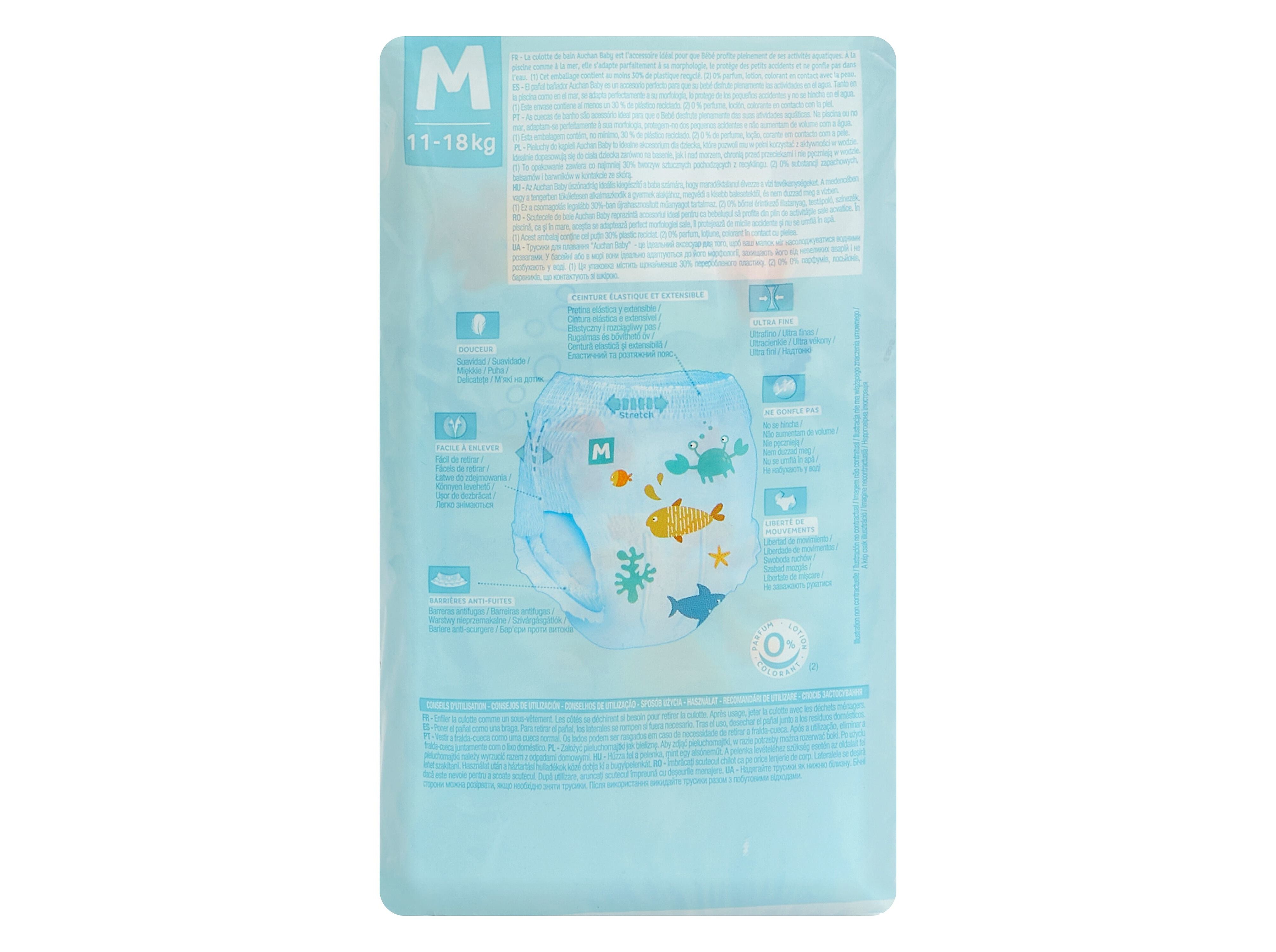 CUECAS DE BANHO AUCHAN BABY TAMANHO M 11-18KG 10UN image number 1