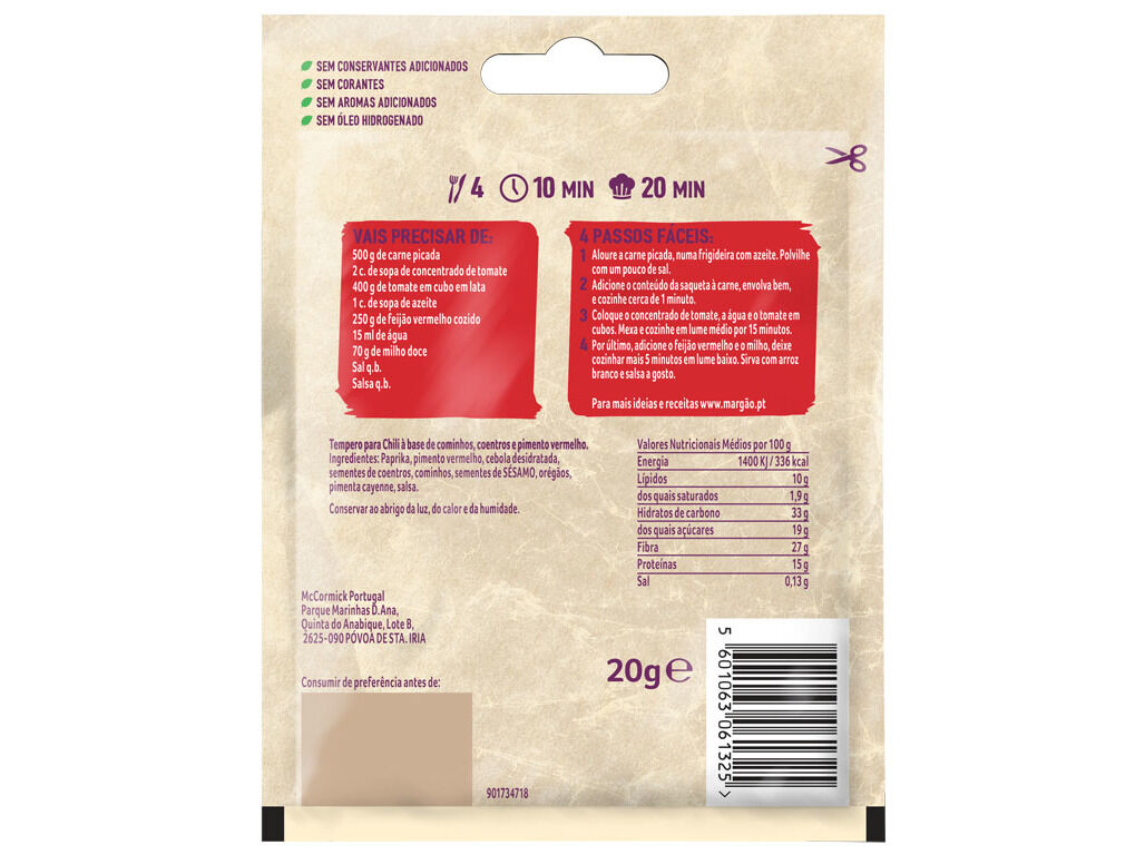 MISTURA PARA CHILI MARG&Atilde;O 20G image number 1