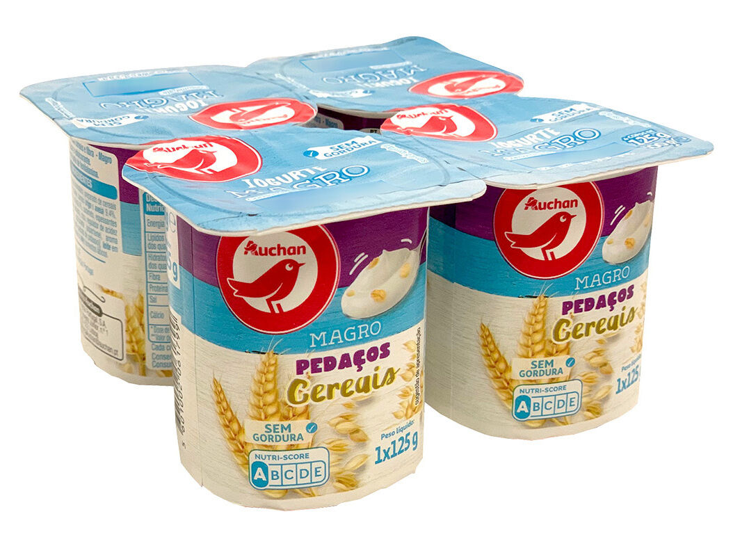 IOGURTE AUCHAN MAGRO PEDA&Ccedil;OS CEREAIS 4X125G