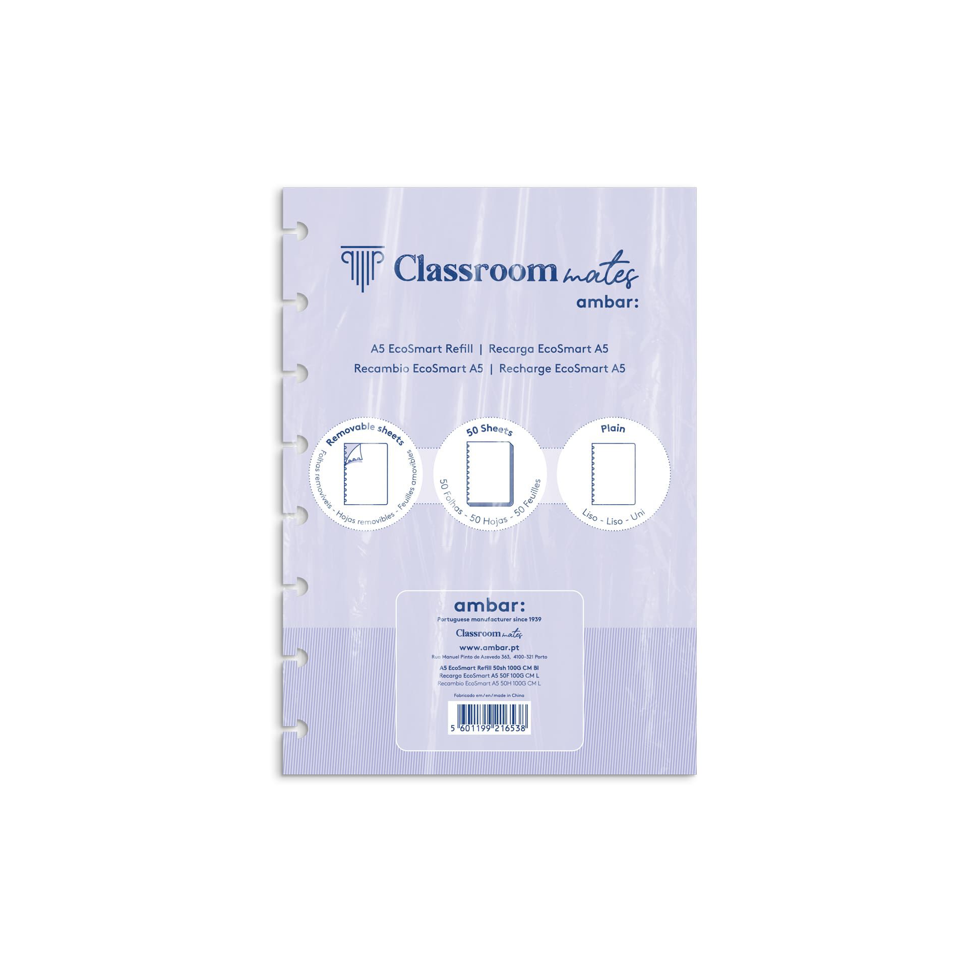 RECARGA DE CADERNO ECOSMART AMBAR LISO A5 50 FOLHAS