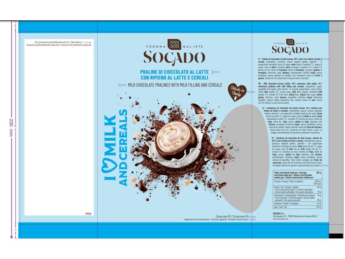 BOMBONS SOCADO I LOVE MILK CEREAIS 105G image number 1