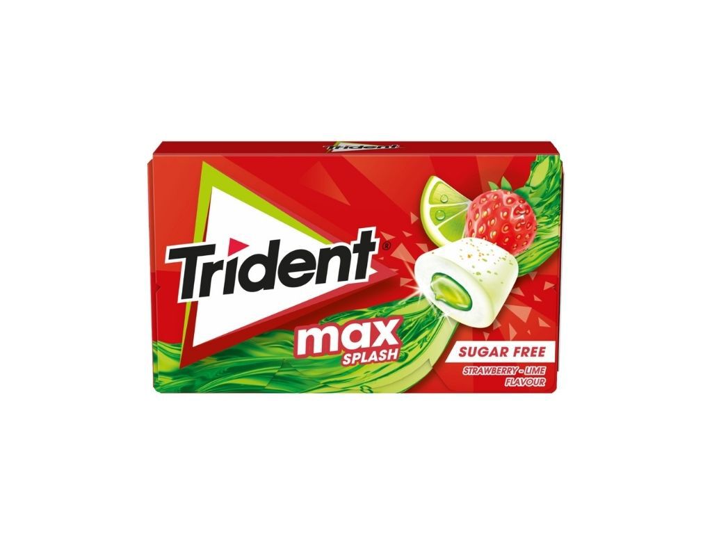 PASTILHAS TRIDENT EL&Aacute;STICAS MAX SPLASH MORANGO LIMA 22G