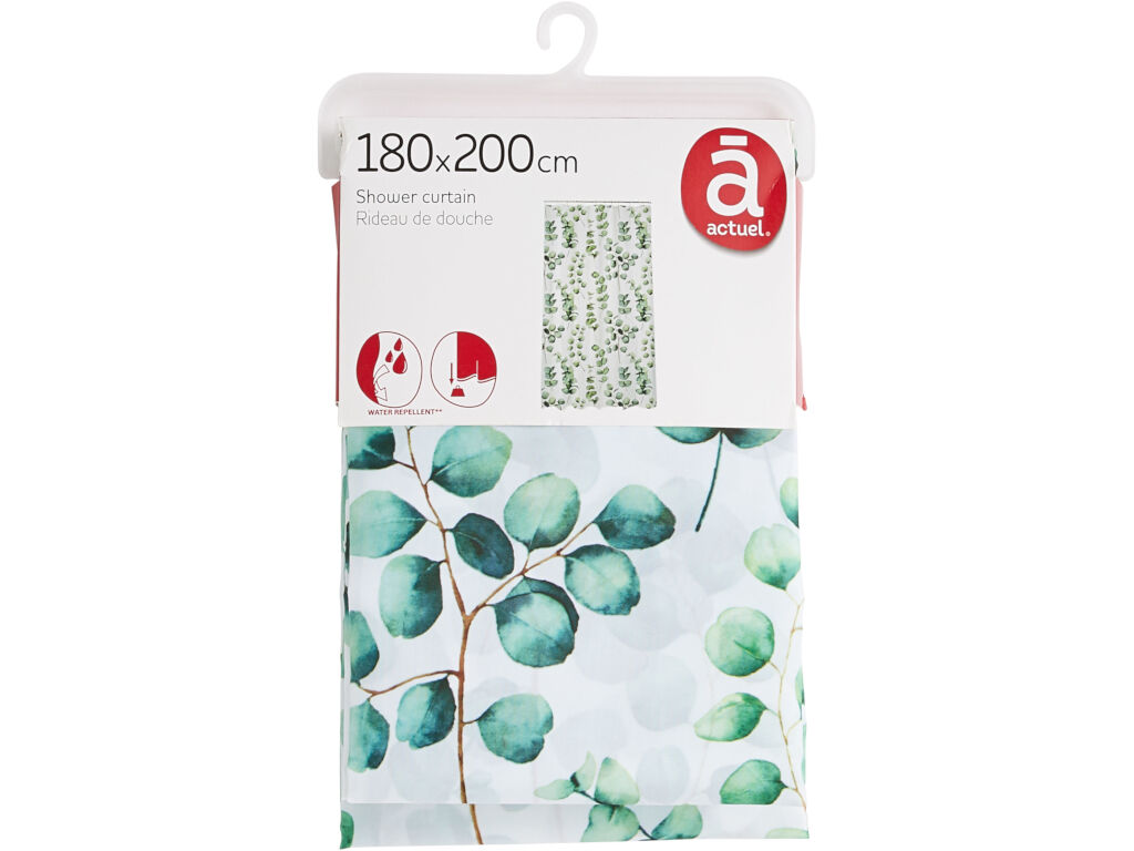 CORTINA DUCHE SEM ARGOLAS ACTUEL EUCALIPTO ESTAMPADA 180X200CM