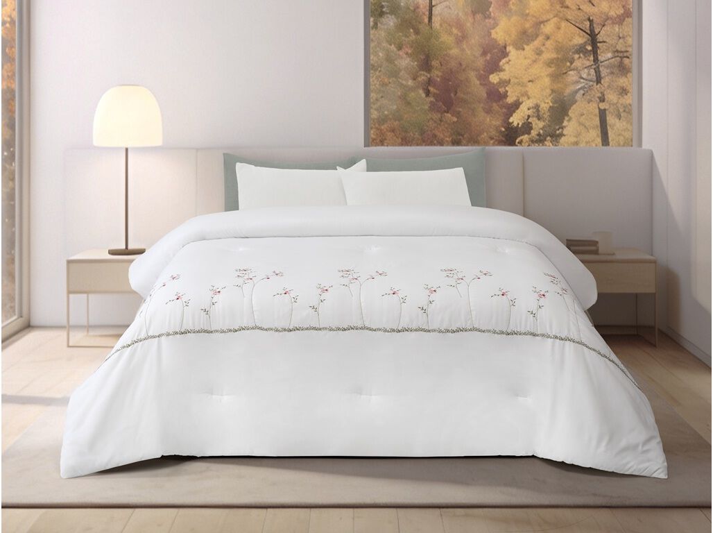 EDRED&Atilde;O BRANCO HOMESPECIAL BORDADO FLOR 200G 220X240CM
