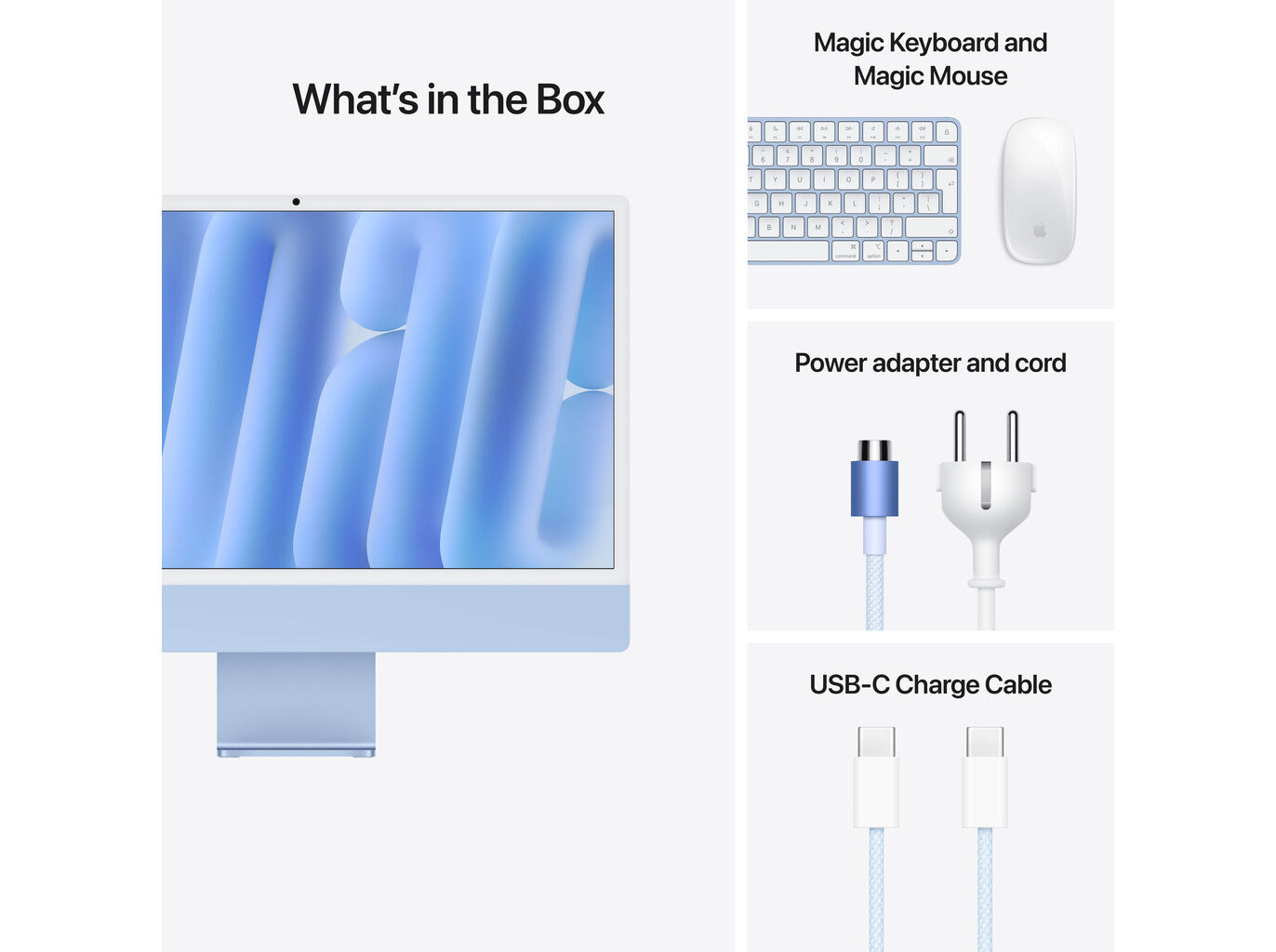 IMAC APPLE 23.5" 4.5K BLUE M4/GPU 8-CORE/16/256GB MWUF3PO/A image number 3