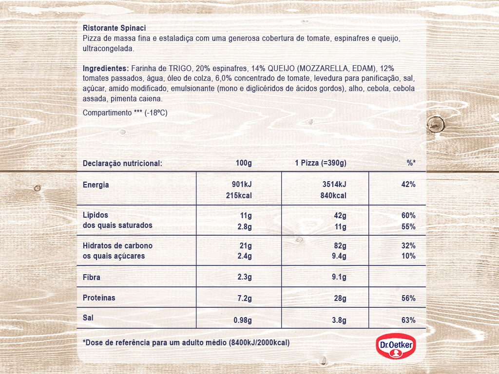 PIZZA DR.OETKER RISTORANTE SPINACI 390G image number 1