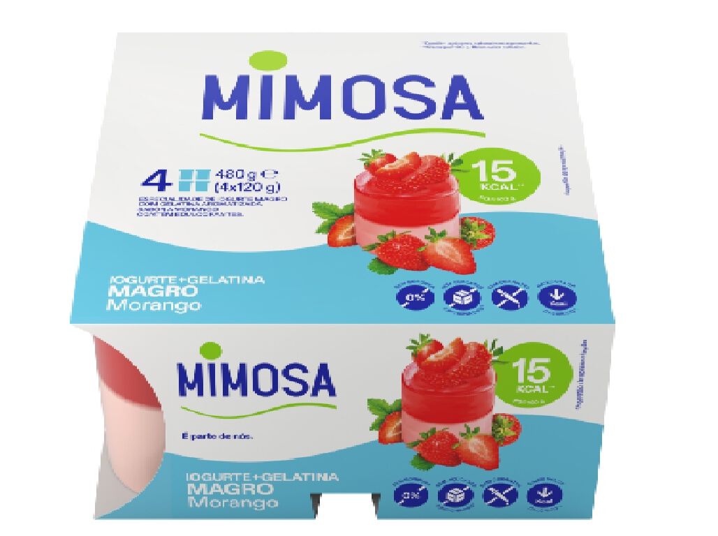 GELATINA MIMOSA COM IOGURTE MAGRO SABOR A MORANGO 4X120G image number 1