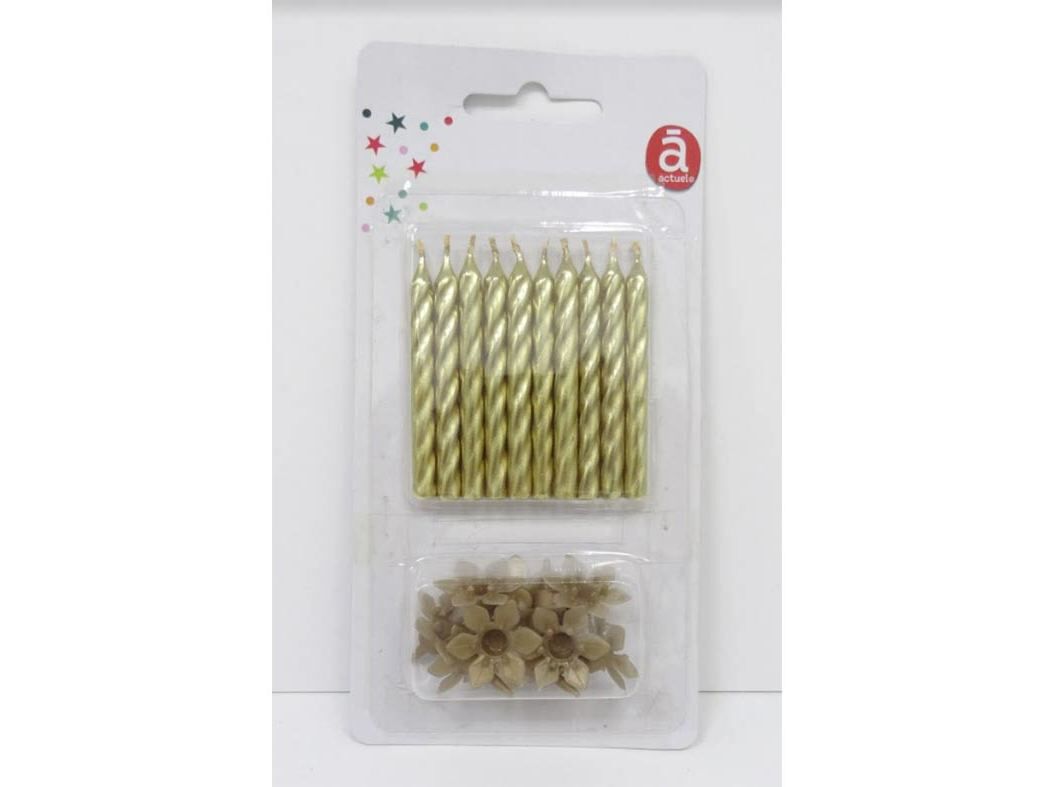 VELAS DE ANIVERS&Aacute;RIO ACTUEL DOURADO 10 UNIDADES