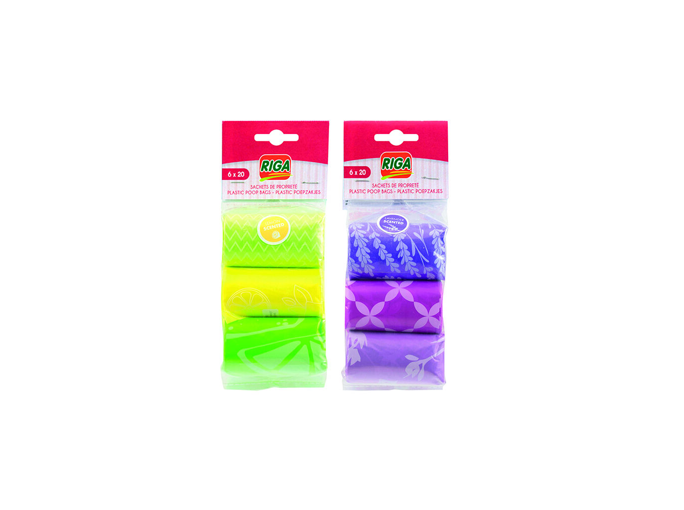 SACOS HIGI&Eacute;NICOS RIGA PERFUMADOS 6X20 UNIDADES CORES SORTIDAS