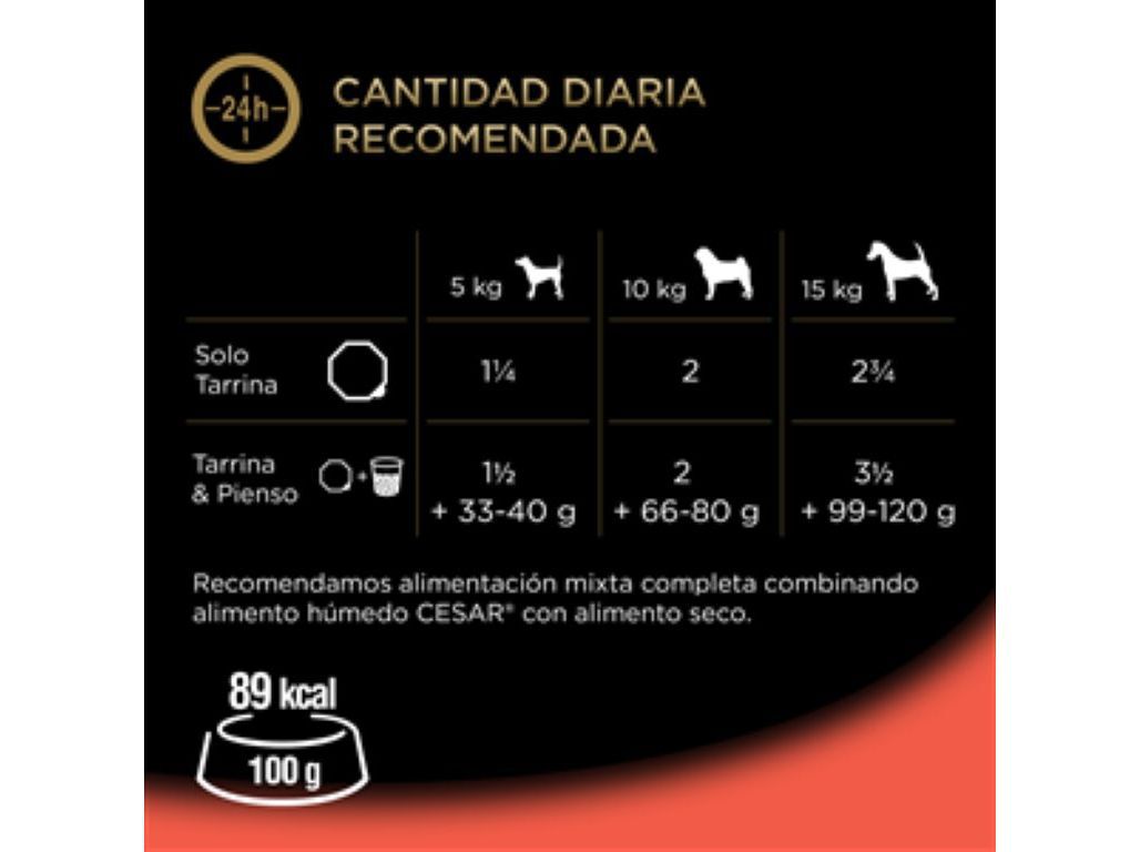 COMIDA H&Uacute;MIDA C&Atilde;O CESAR TERRINA VACA 300G image number 2