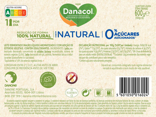 DANACOL DANONE LÍQUIDO NATURAL 6X100G image number 1