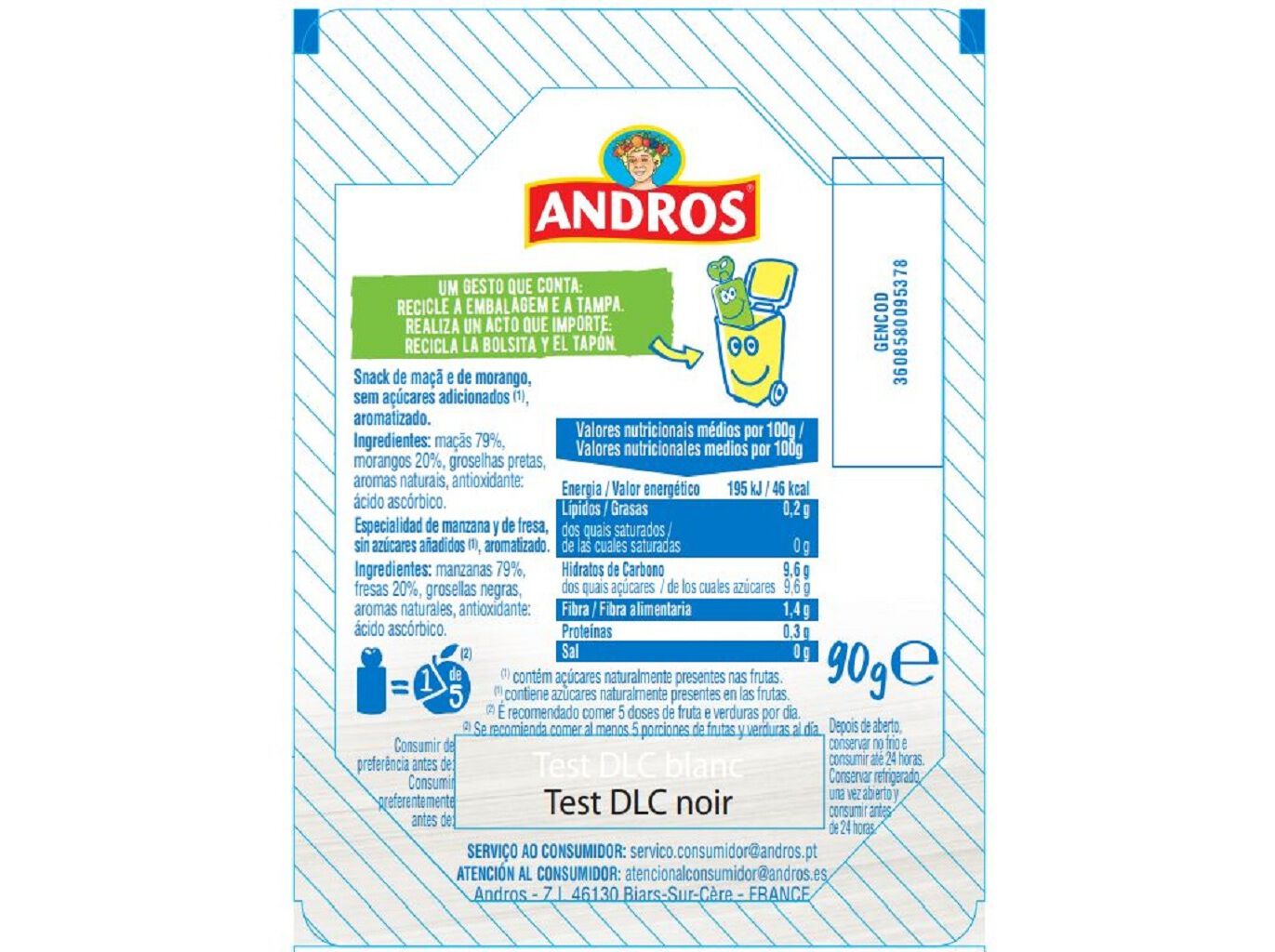 SAQUETA FRUTA ANDROS MA&Ccedil;&Atilde; MORANGO 90 G image number 1