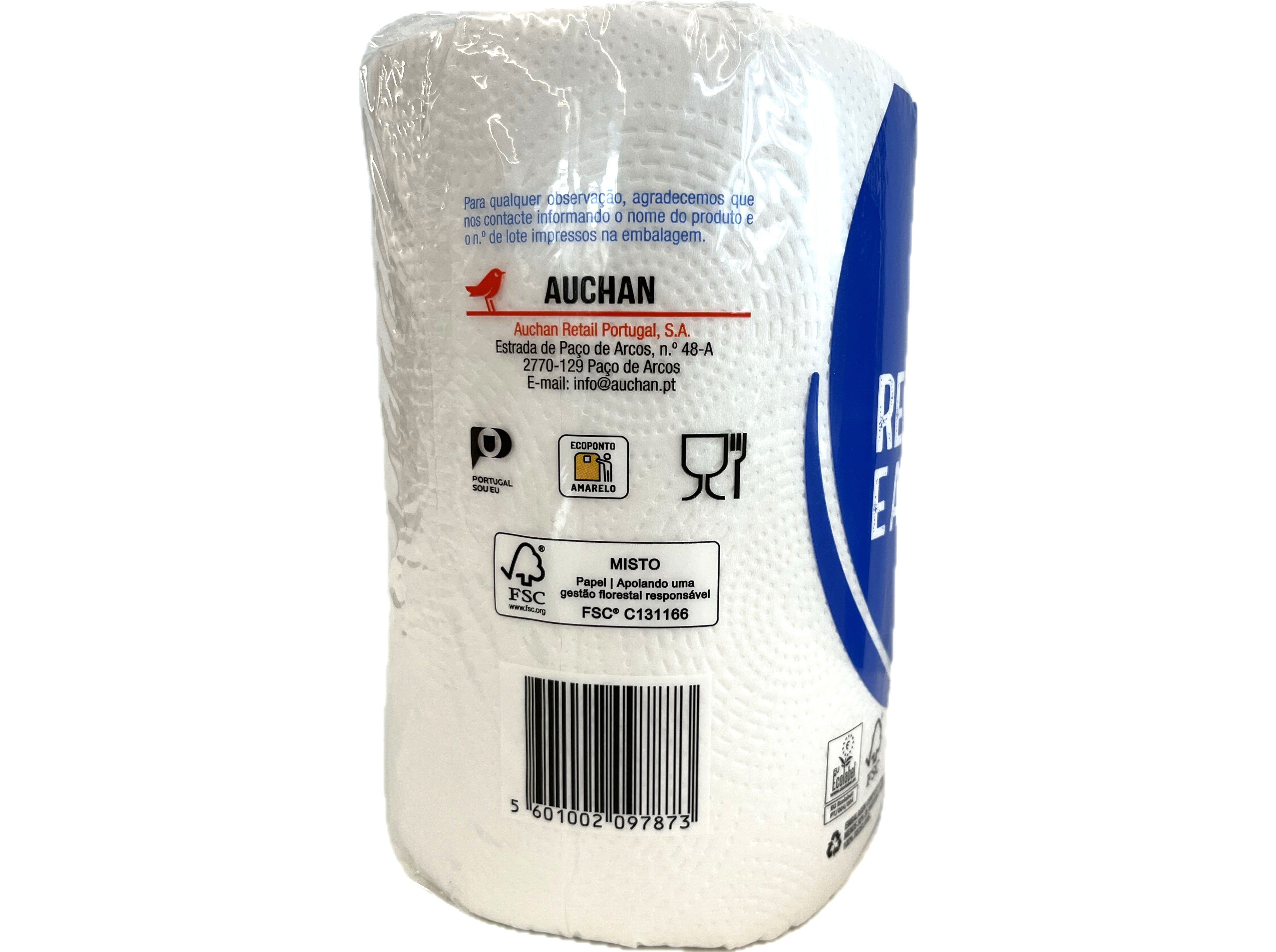 ROLO COZINHA AUCHAN RESISTENTE E ABSORVENTE 2 FOLHAS SUPER COMPACTO 1 ROLO = 4 ROLOS image number 3