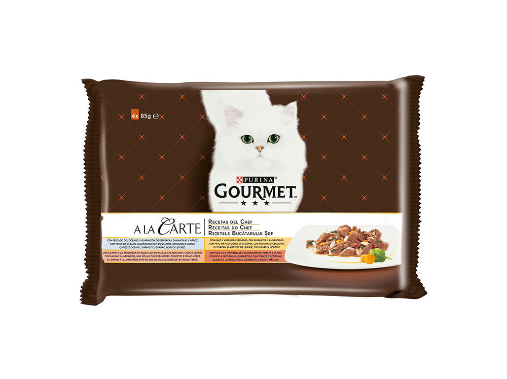 COMIDA H&Uacute;MIDA PARA GATO GOURMET A LA CARTE COM PEIXE 4X85G image number 0