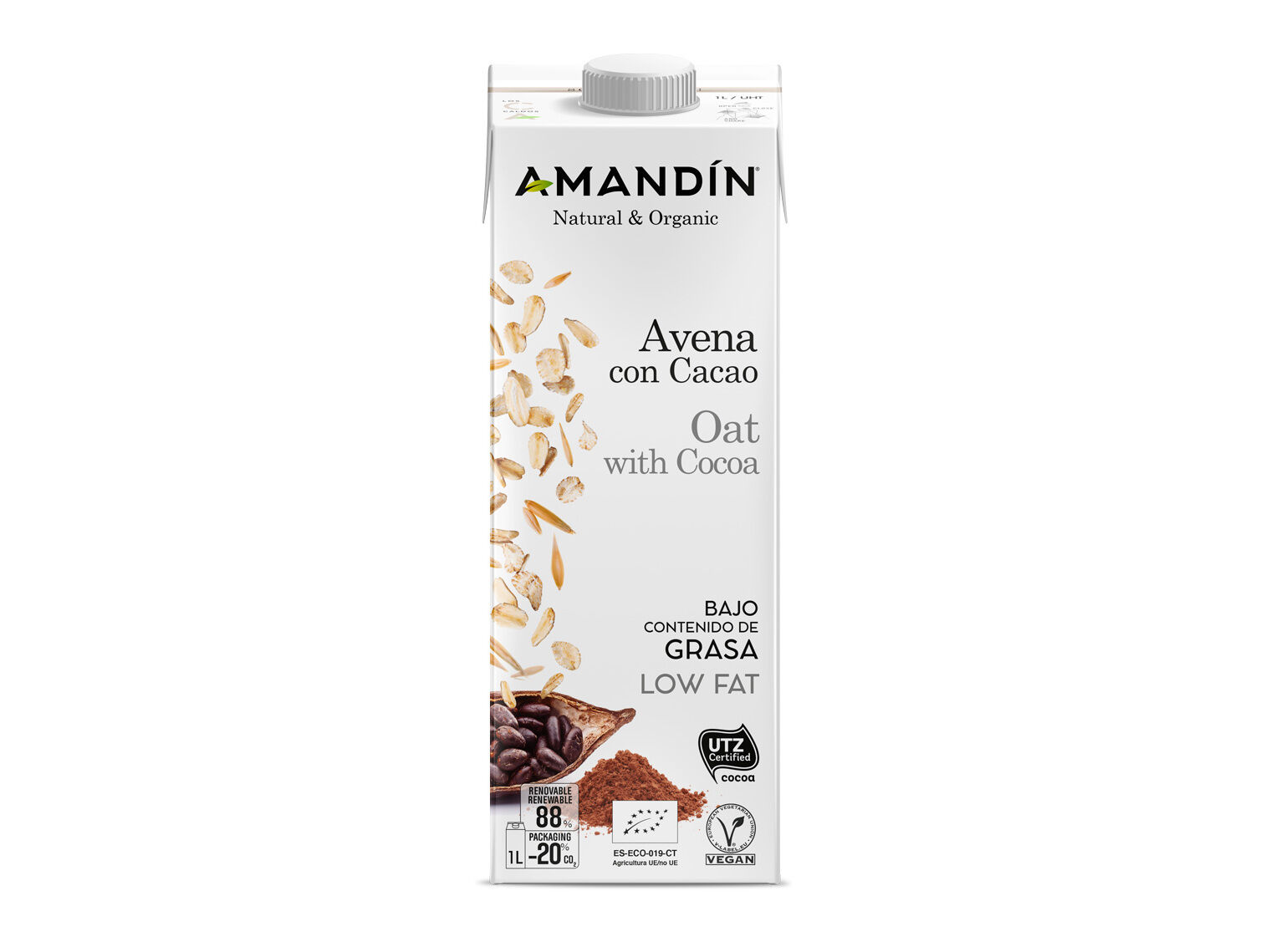 BEBIDA DE AVEIA AMAND&Iacute;N CACAU BIO 1L