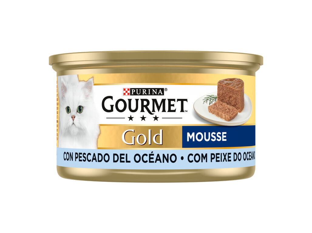 COMIDA H&Uacute;MIDA PARA GATO GOURMET GOLD MOUSSE PEIXE DO OCEANO 85G