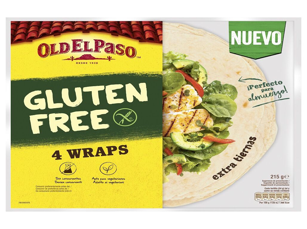 TORTILHA WRAP OLD EL PASO SEM GL&Uacute;TEN 4UNID 215G