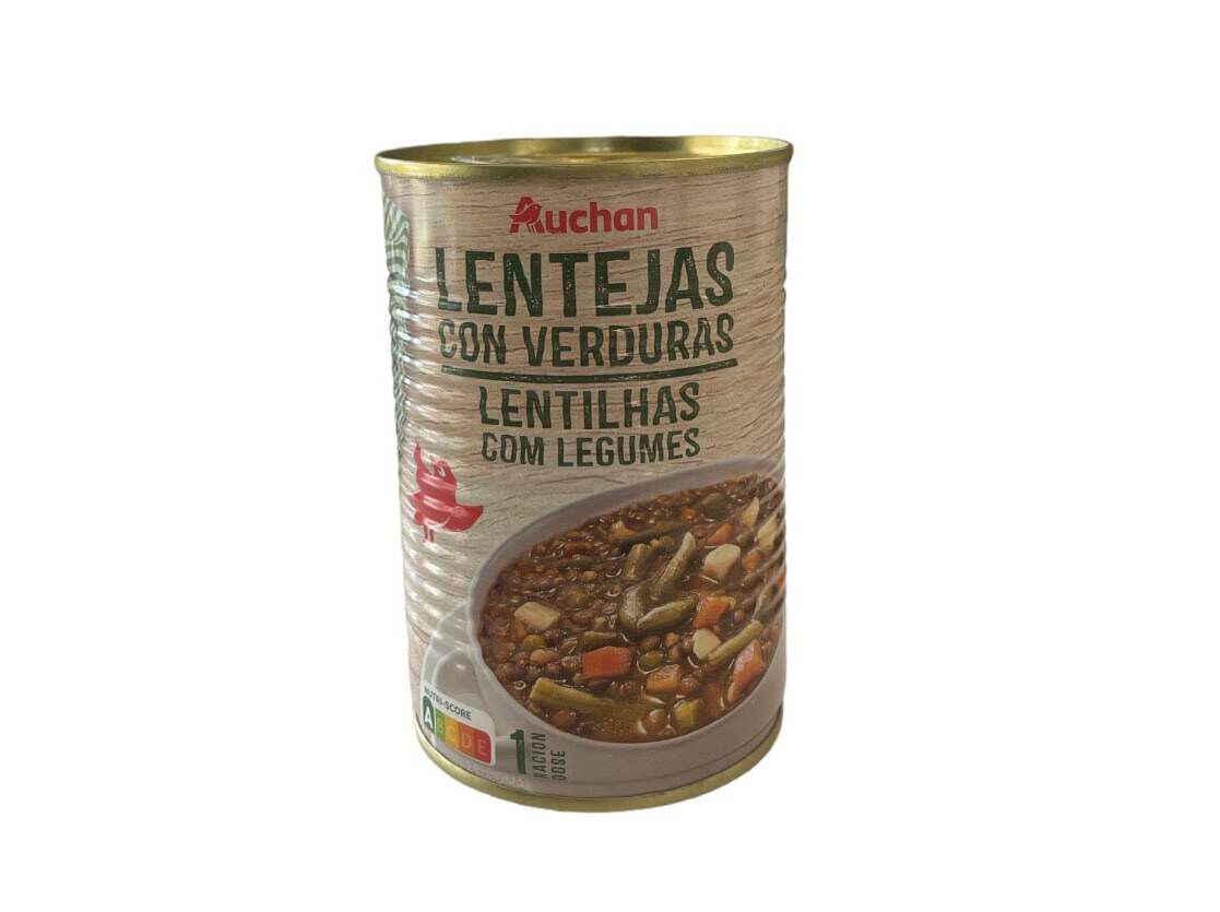 LENTILHAS AUCHAN COM LEGUMES EM LATA 430G image number 0
