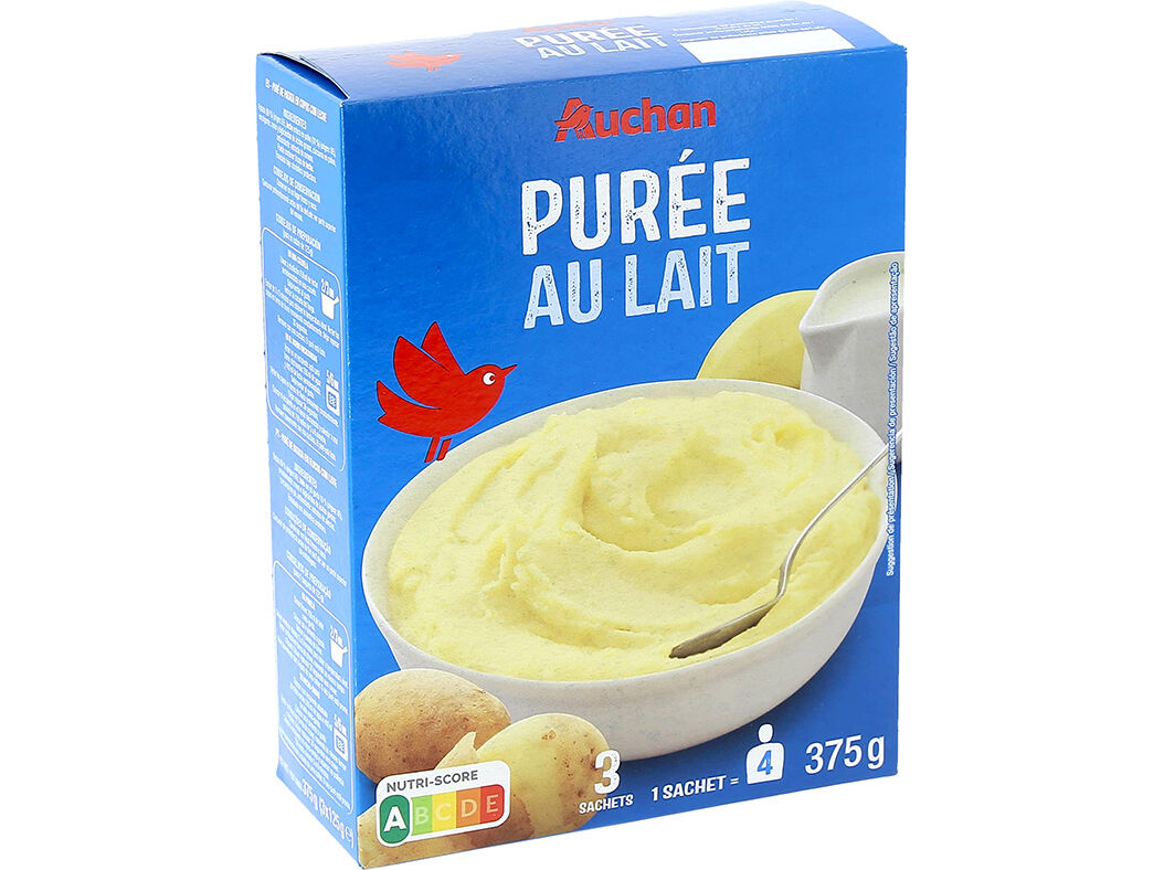 PUR&Eacute; BATATA AUCHAN EM FLOCOS COM LEITE 375G(3X125)