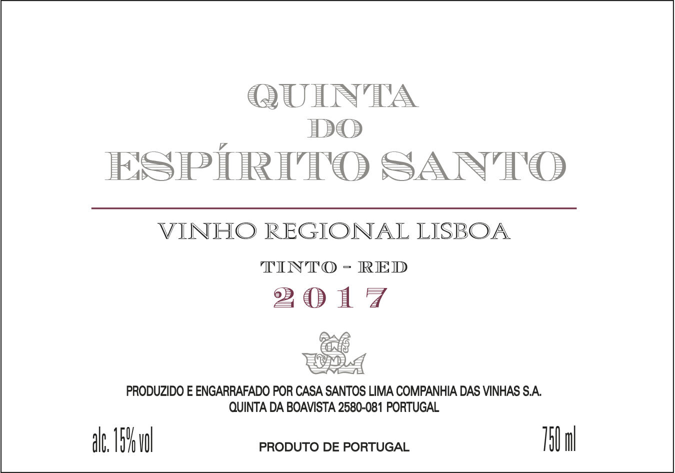 VINHO TINTO QUINTA ESPIRITO SANTO LISBOA 0.75L image number 1