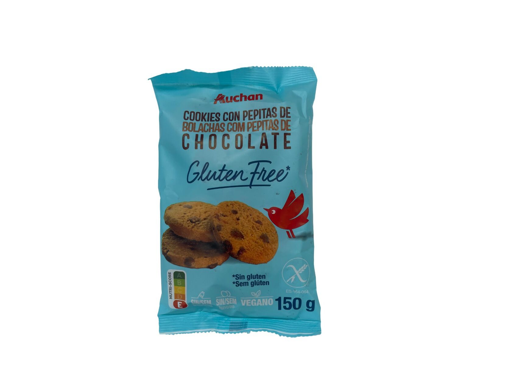 BOLACHAS AUCHAN SEM GL&Uacute;TEN PEPITA CHOCOLATE 150G